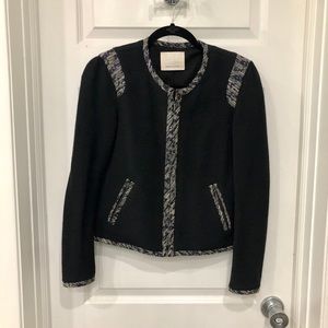Rebecca Taylor Sweater Blazer Metallic Trim Size 6